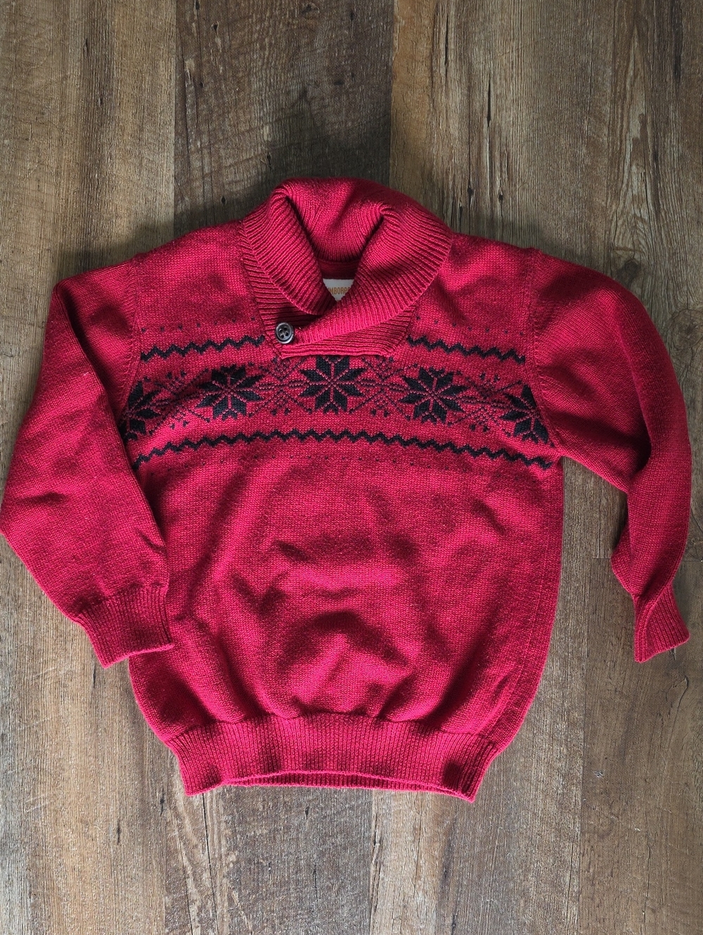 Gymboree Red Crewneck Sweater with Black Nordic Stripe Size 3t Boys